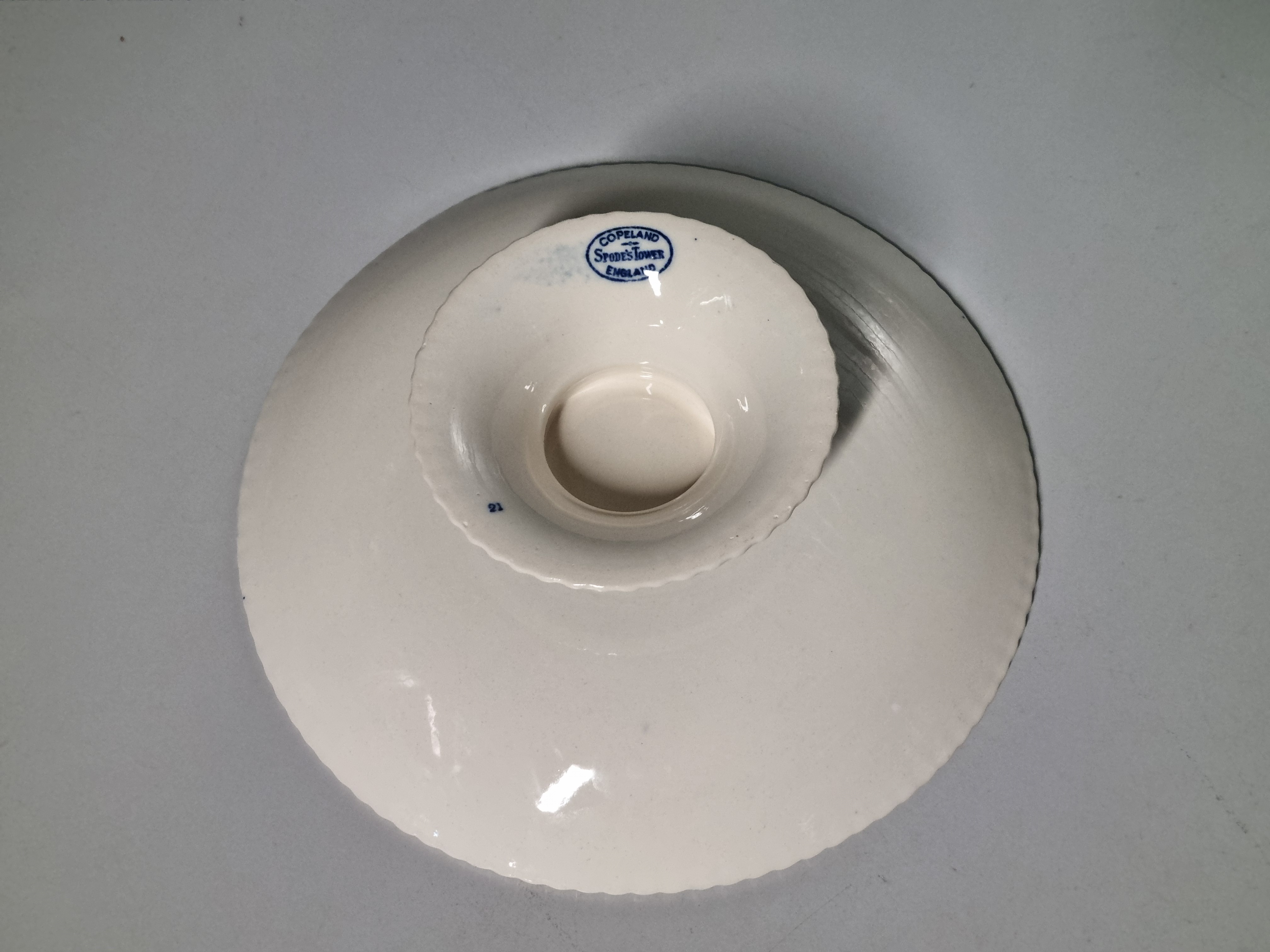 Engels Copeland Spode's Tower blauw Tazza op lage voet