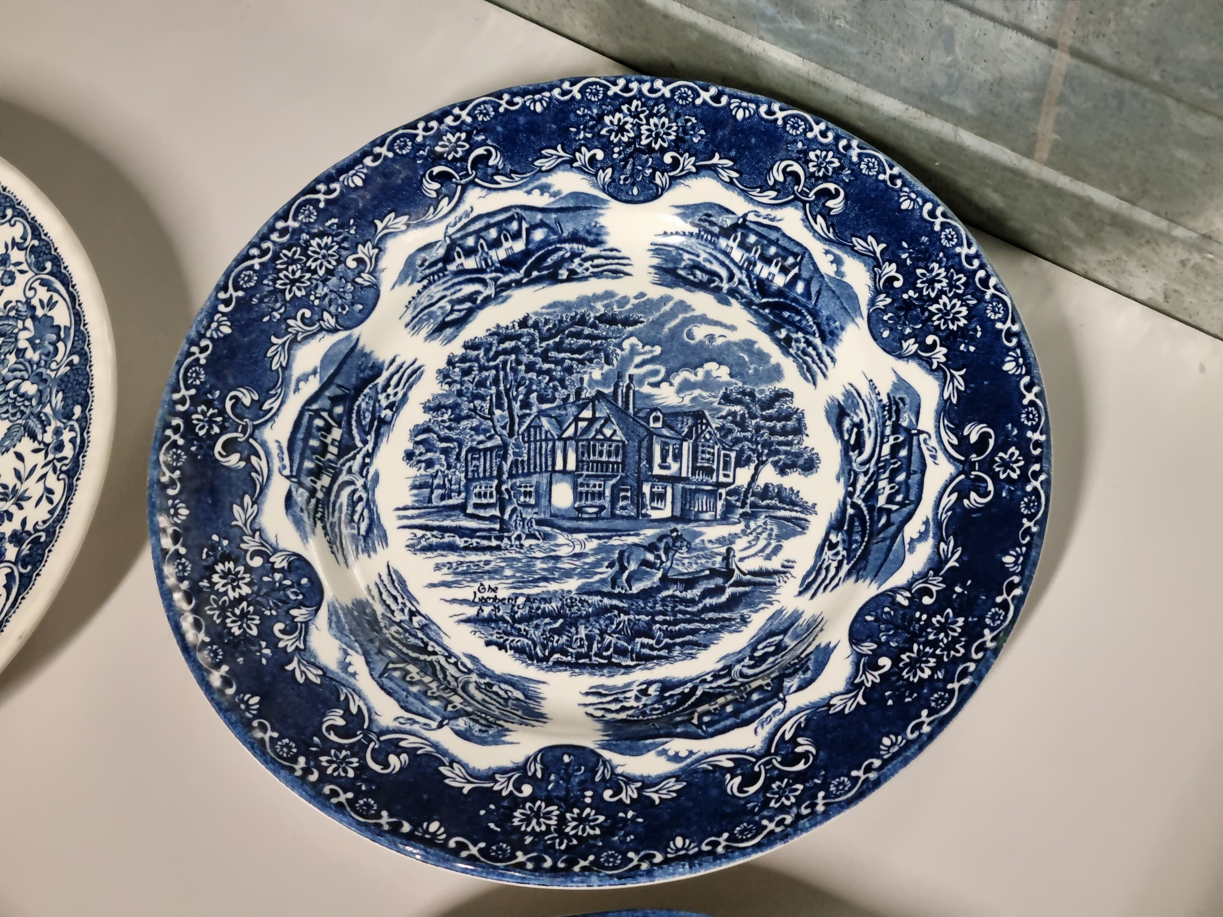Engels blauw Set 6x mix & match plat dinerbord 25 cm