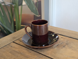 Regout Royal Sphinx bruin set 3x espresso kop en schotels bruin