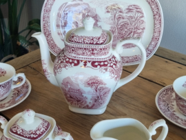 Regout Castillo Old England rood Koffie Theeservies 6-pers.