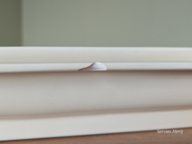 Societe Ceramique creme art deco aspergeschaal (chip) met treef