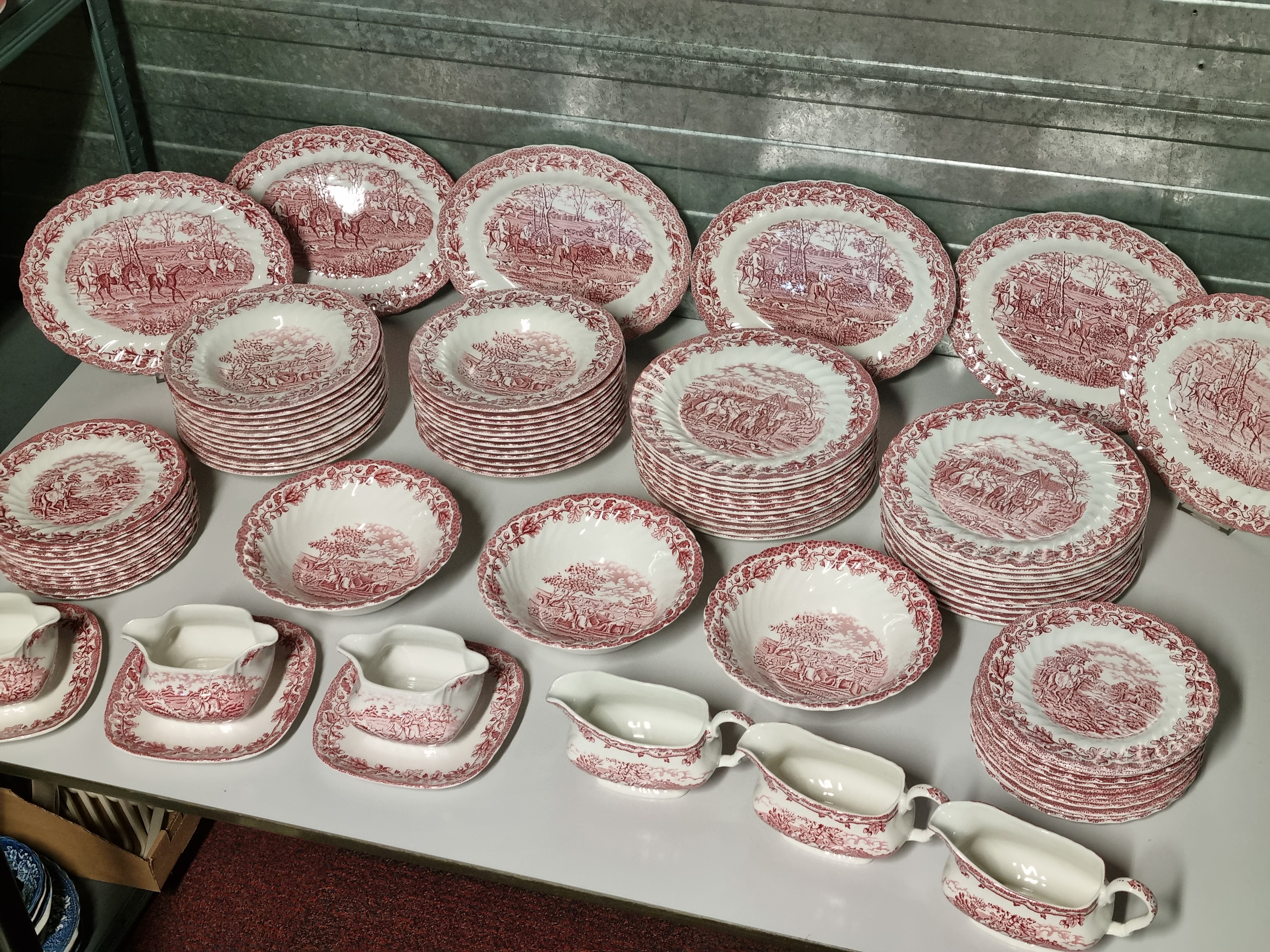 Engels rood Jachtservies Myott's Country Life Eetservies 24 persoons