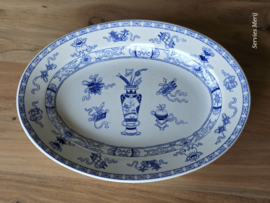 Potiche blauw Petrus Regout ovale schaal 31,5 cm