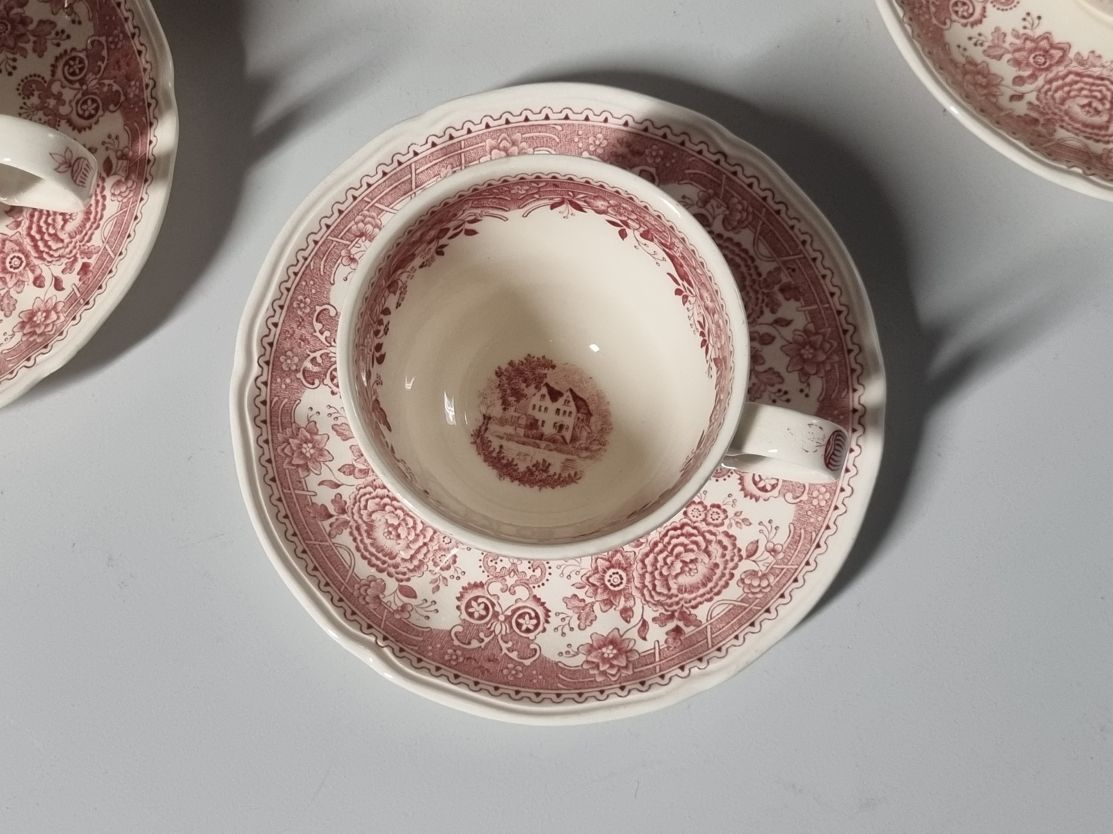 Villeroy en Boch Burgenland rood set  8x Koffie Kop en schotel