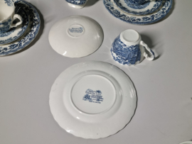 Engels blauw Jachtservies Myott's Country Life Koffieservies Ontbijtservies 8-pers.
