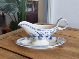 Potiche blauw Petrus Regout Sauskom op vaste onderschotel