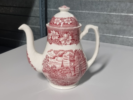 Engels rood Coaching Taverns Royal Tudor Ware Staffordshire Koffie Theepot