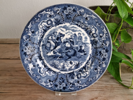 Wandbord Societe Ceramique decor Chasse au Lion blauw 25 cm