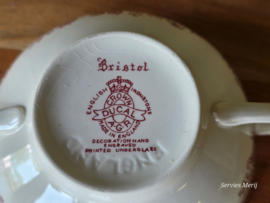 Engels rood Crown Ducal Bristol soepkom en schotel