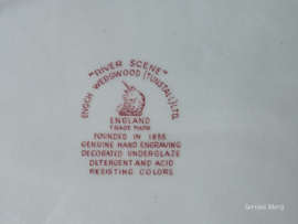 Engels rood Enoch Wedgwood River Scene ovale schaal 35,5 cm