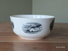 Landschap zwart Societe Ceramique hoge ronde schaal 20 cm (2x chipje bovenrand)