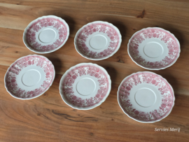 Villeroy en Boch Burgenland rood set 6x soepkom met schotel (stapelbaar oortje)