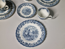 Engels blauw Jachtservies Myott's Country Life Koffieservies Ontbijtservies 8-pers.