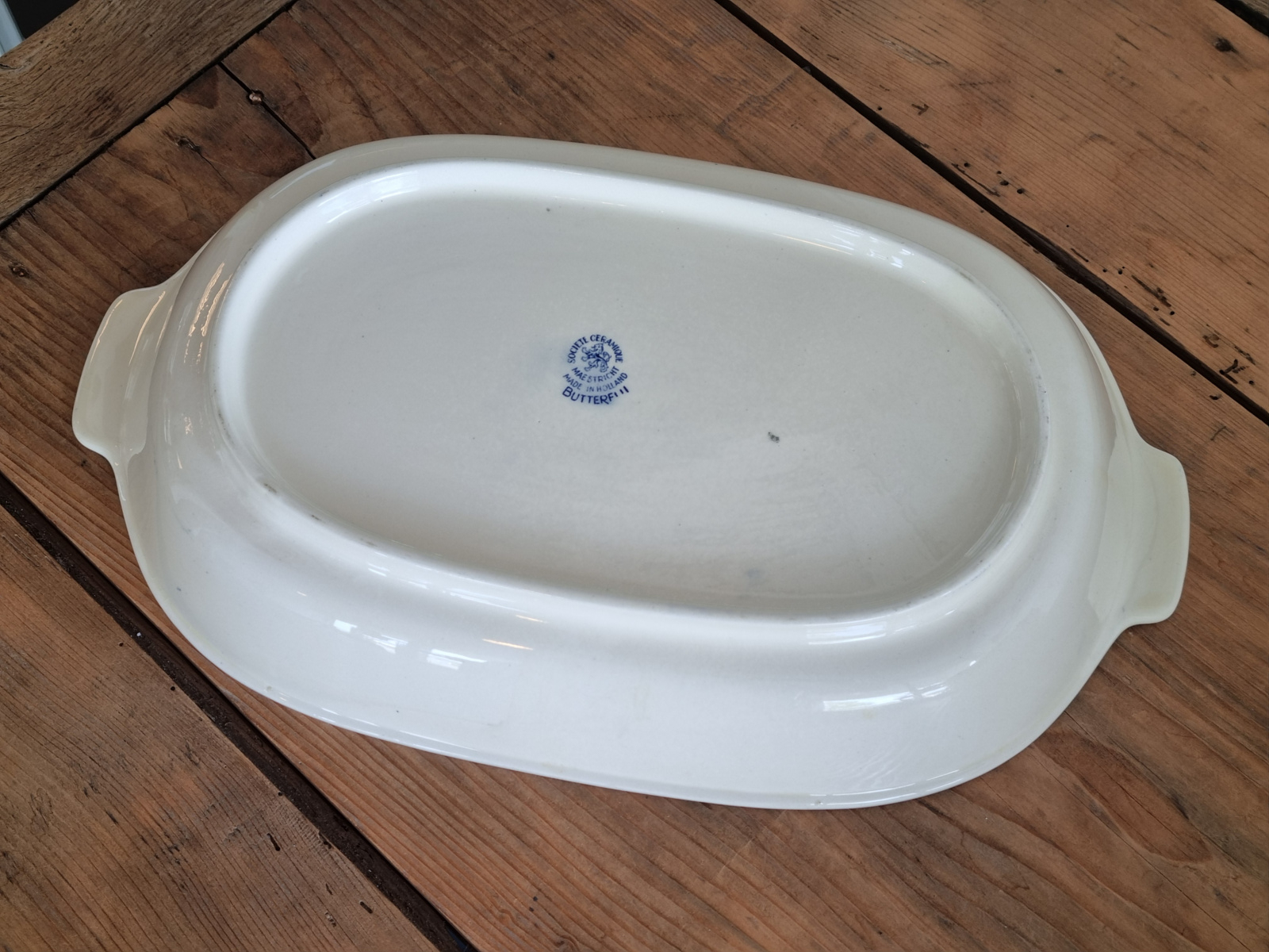 Societe Ceramique Butterflij Schaal met greepjes 38,5 cm (wit)