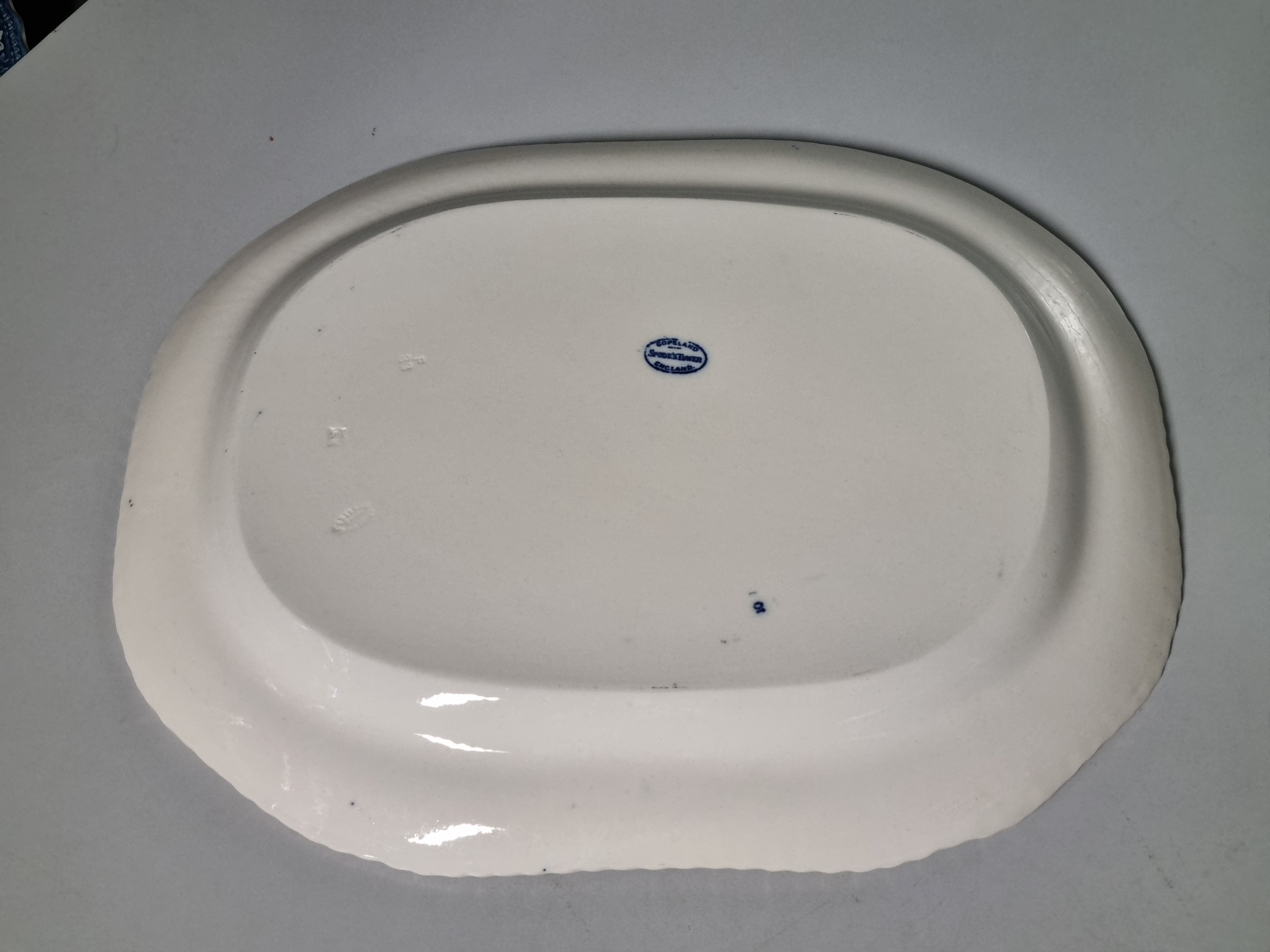 Engels Copeland Spode's Tower blauw grote rechthoekige schaal 38 cm