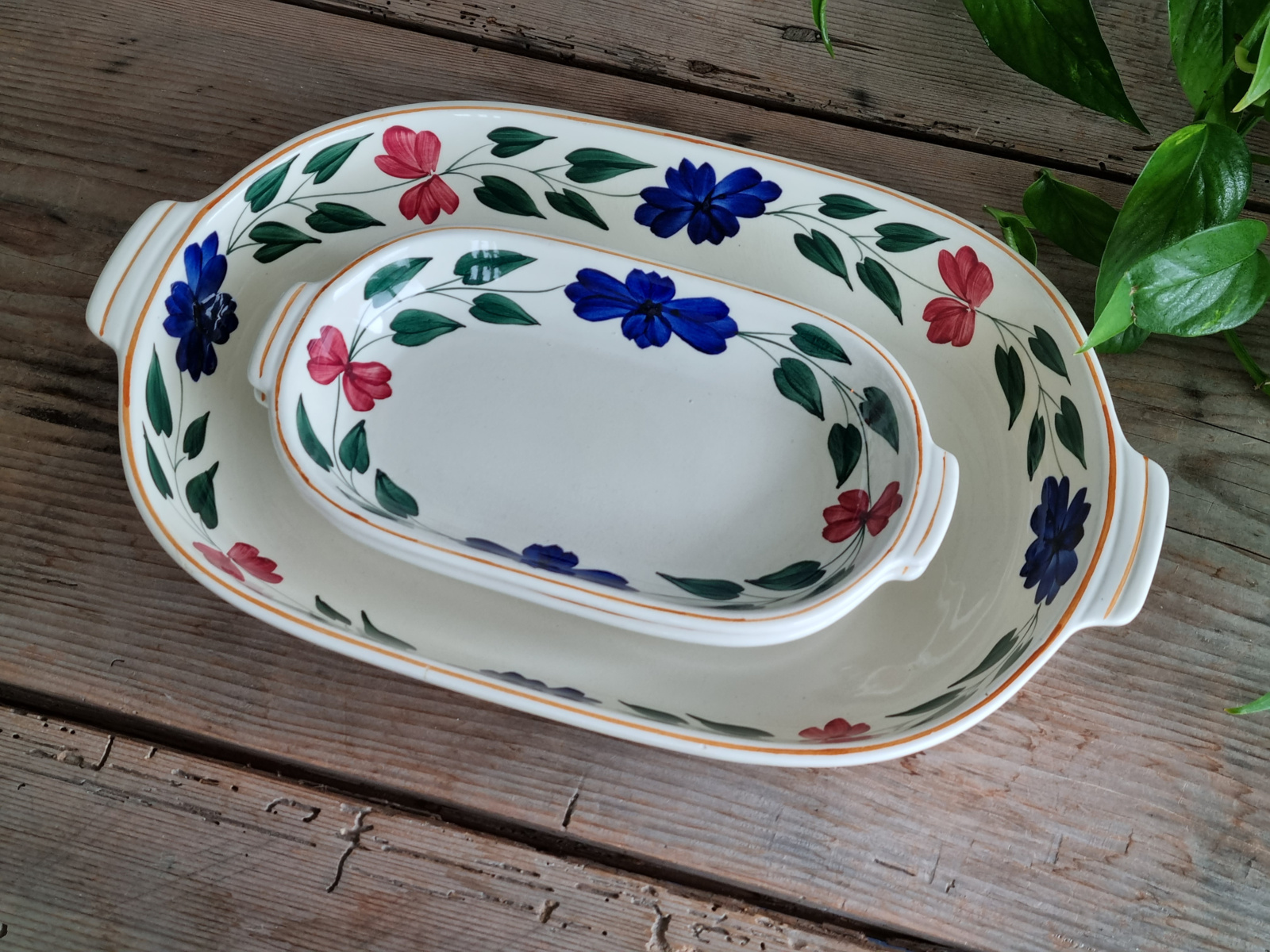 Boerenbont 418 Societe Ceramique set 3x schalen met greepjes (wit)