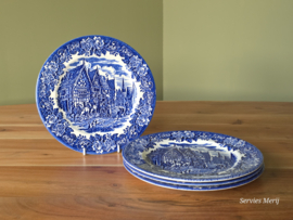 Engels blauw English Ironstone Tableware EIT set 4x plat dinerbord (koets)