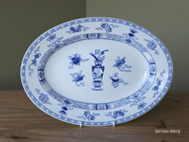 Potiche blauw Petrus Regout ovale schaal 34,5 cm