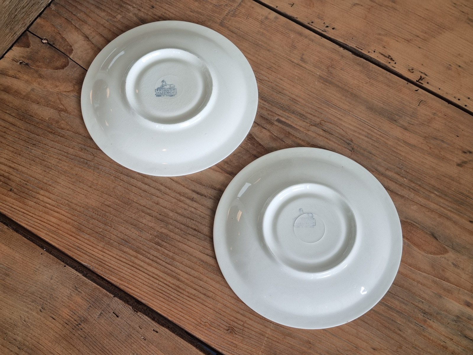 Petrus Regout creme Recamier set 2x losse Schotel 17 cm
