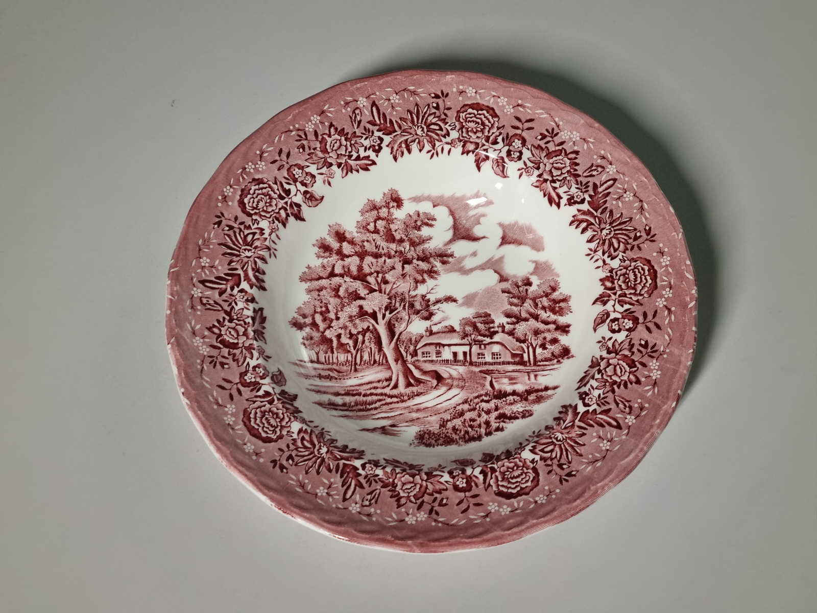 Engels rood Country Style diep pasta curry bord 23 cm