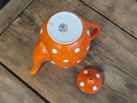 Societe Ceramique Christiania oranje met stippen Koffiepot nr. 3