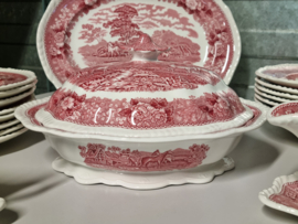 Engels rood Wedgwood Adams English Scenic serviesset 8 personen (golvend randje)