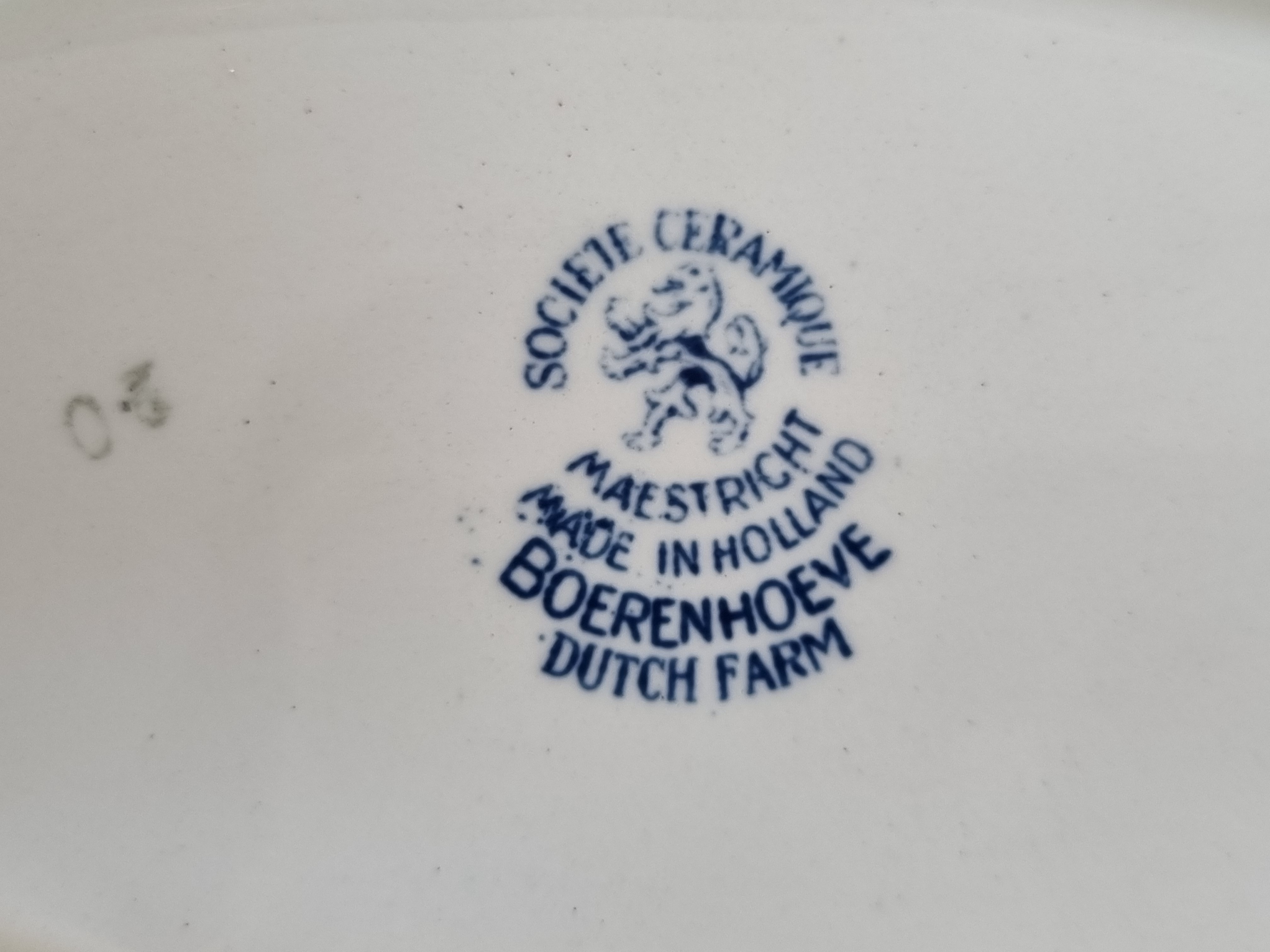 Boerenhoeve blauw Societe Ceramique ovaal schaaltje 24,5 cm