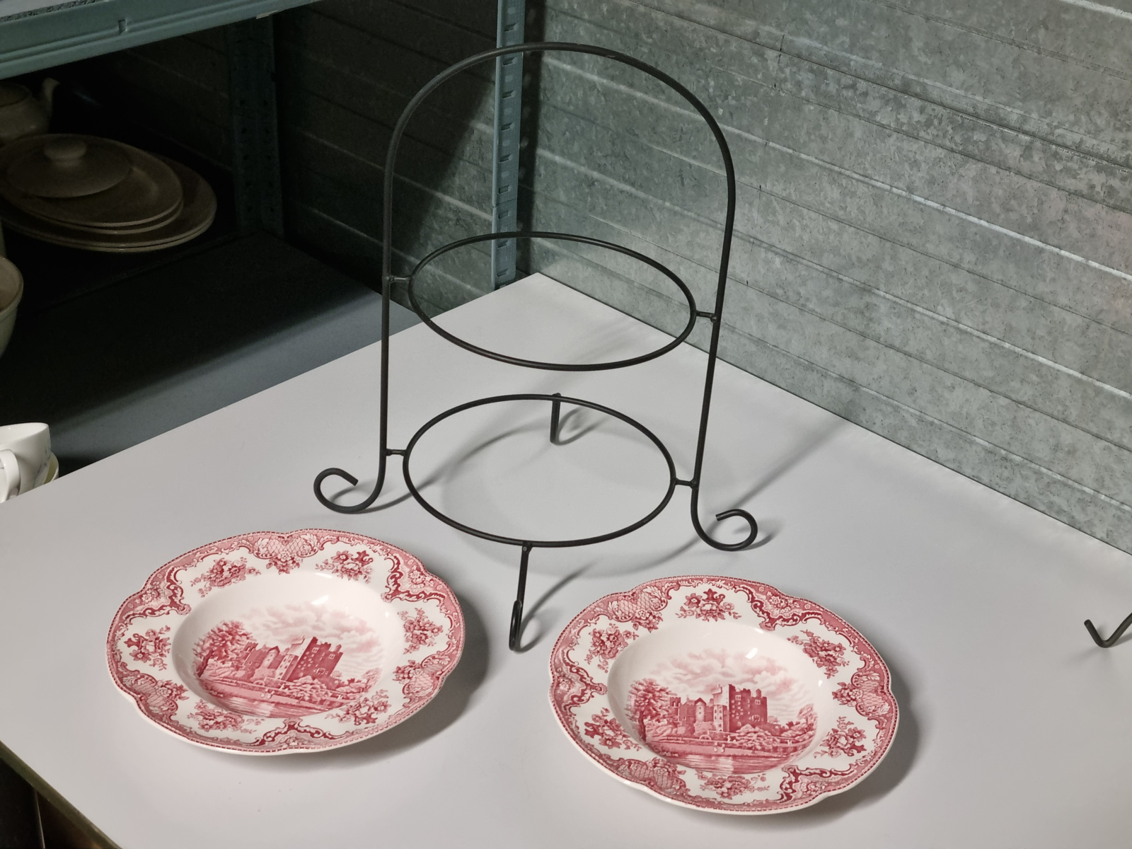 Engels rood Johnson Bros Old Britain Castles Etagere uitneembare borden