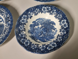 Engels blauw Set 6x mix & match diep pasta curry bord 23 cm