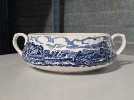 Engels blauw Barrats Old Castle schaal met oortjes