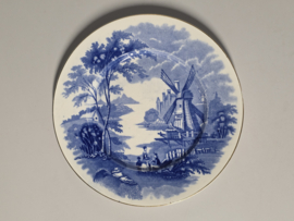 Engels blauw Palissy Ware Windmill plat dinerbord 26 cm