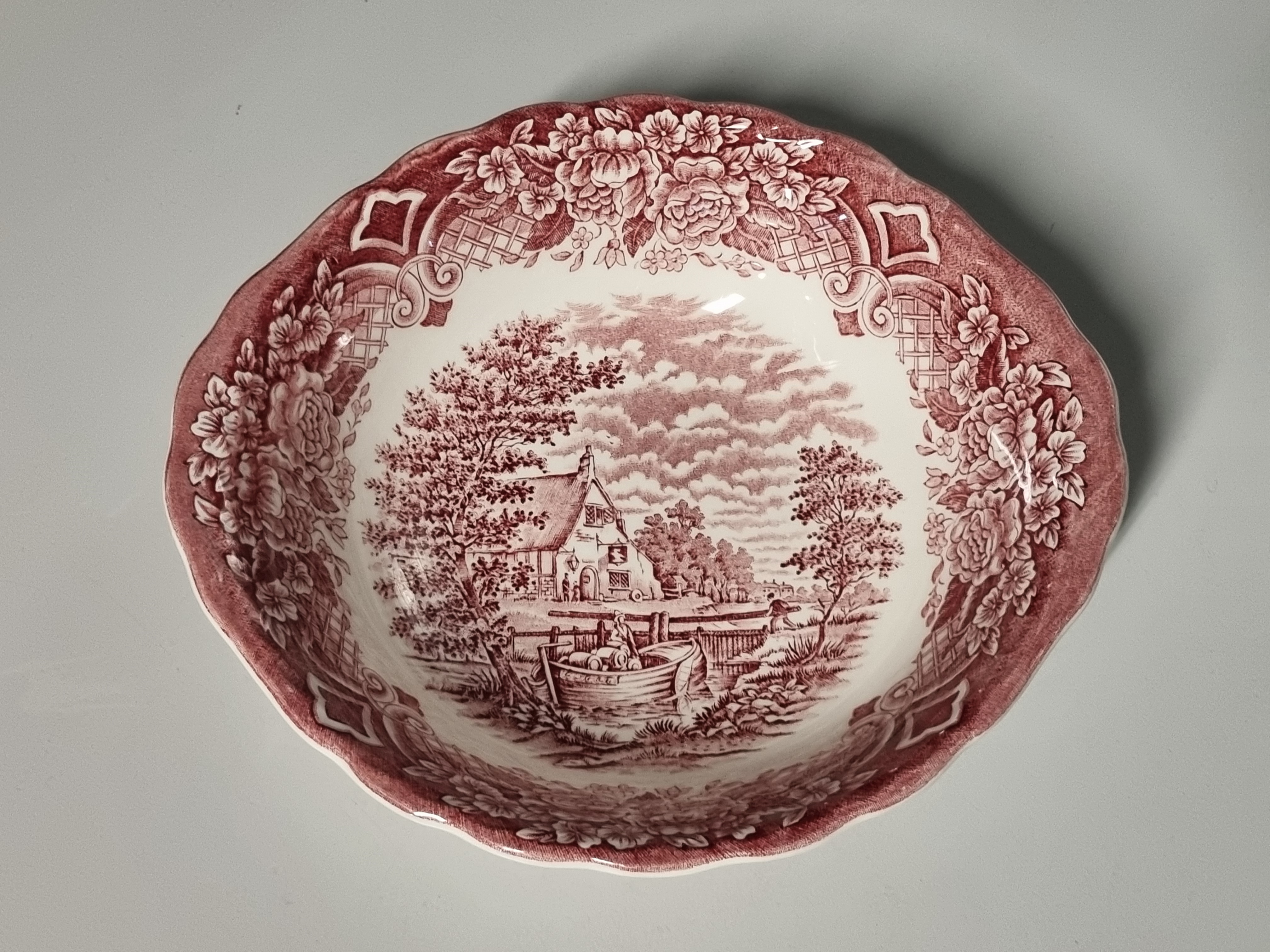 Engels rood Grindley Homeland hoge ronde schaal 21 cm
