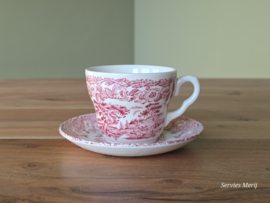 Engels rood English Ironstone Tableware EIT kop en schotel (hooiwagen)