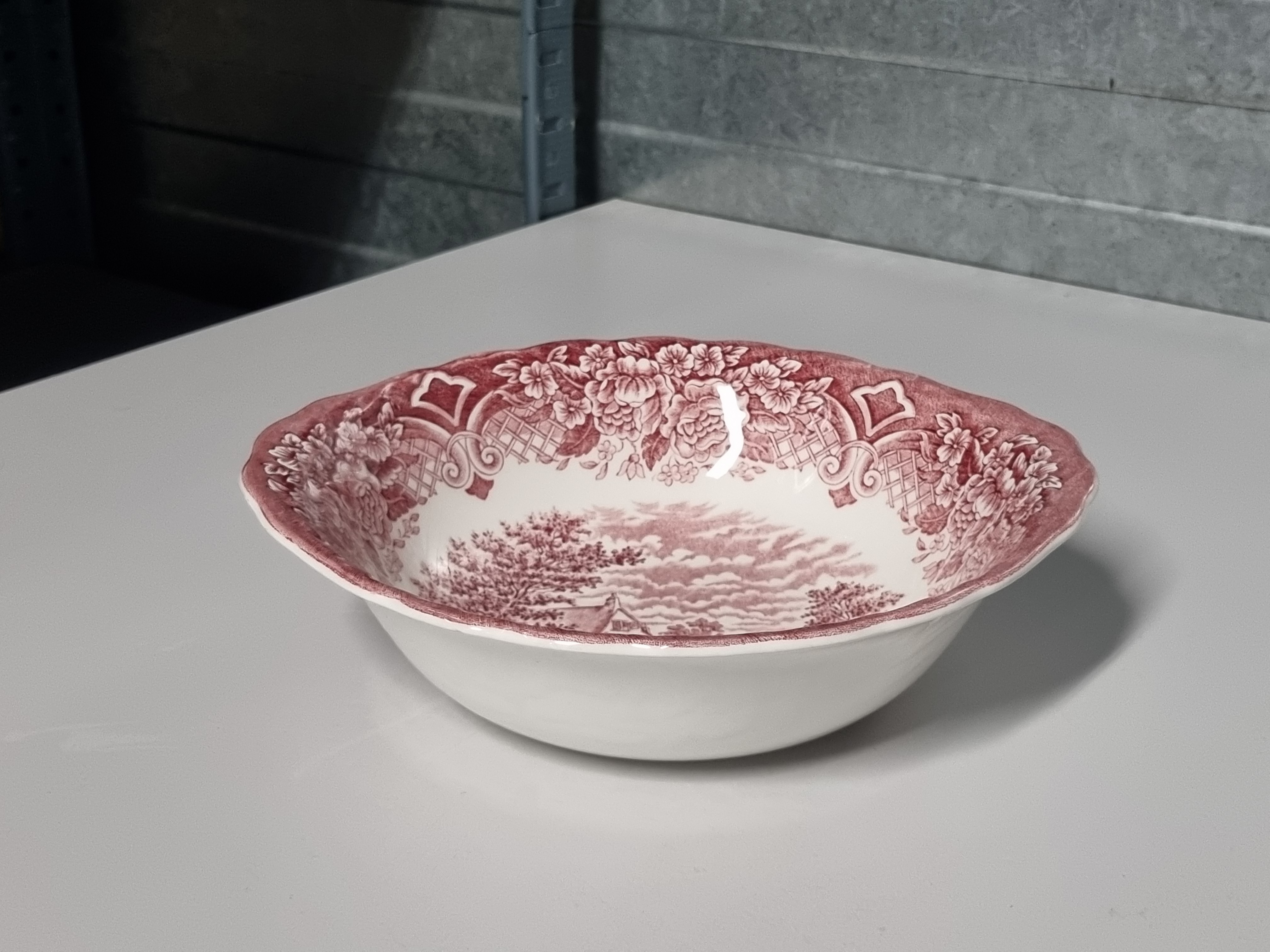 Engels rood Grindley Homeland hoge ronde schaal 21 cm