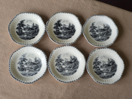 Landschap Zwart Societe Ceramique set 6x Espresso Kop en schotel