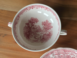 Villeroy en Boch Burgenland rood set 2x soepkom met schotel (rond oortje)