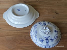 Potiche blauw Petrus Regout dekschaal terrine