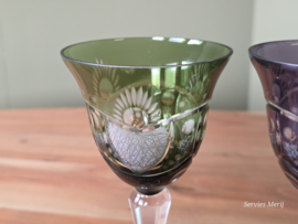 Boheems Kristal Glas set van 3x kelk op hoge voet 20,5 cm