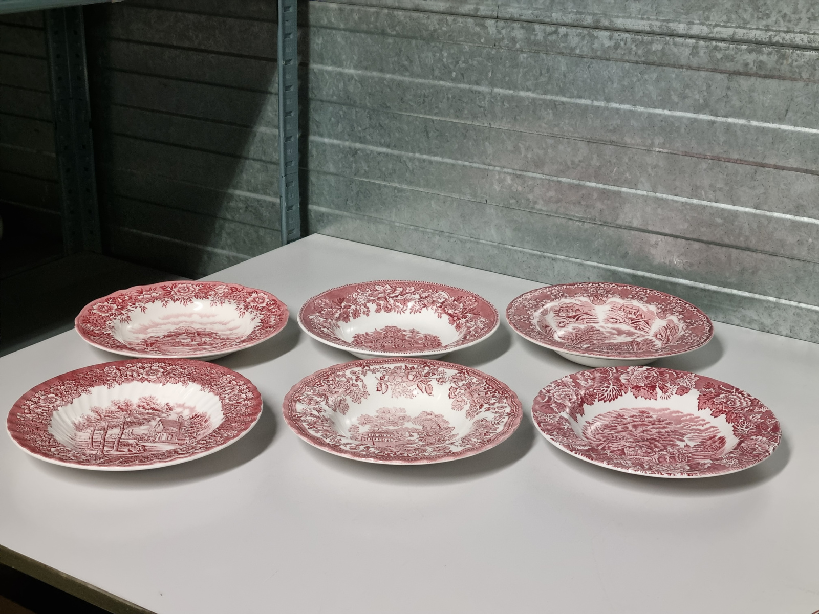 Engels rood Set 6x mix & match diep pasta curry bord