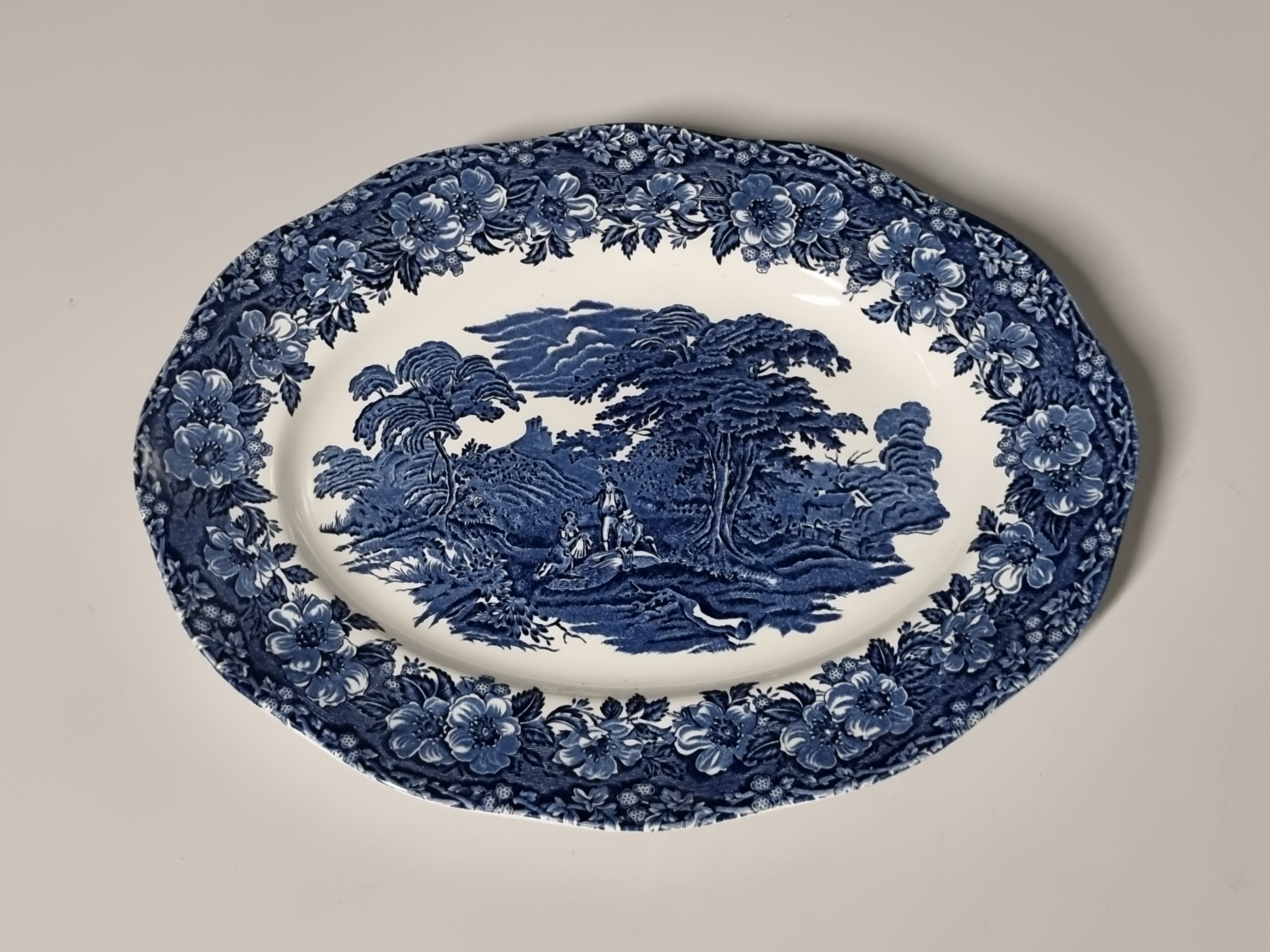 Engels blauw Enoch Wedgwood Woodland ovale schaal 30 cm