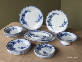 Societe Ceramique Etruria vloeiblauw compleet Eetservies 6-pers.