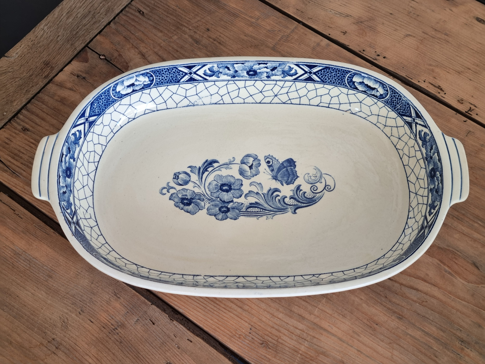 Societe Ceramique Butterflij schaal met greepjes 38 cm
