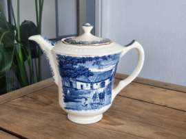 Boerenhoeve blauw Societe Ceramique met goudluster Koffiepot