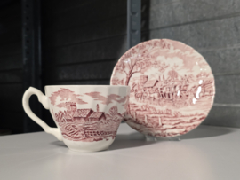 Engels rood Royal Wessex Postkoets set 6x kop en schotel