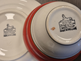 Petrus Regout decor Serail rood Kop en schotel