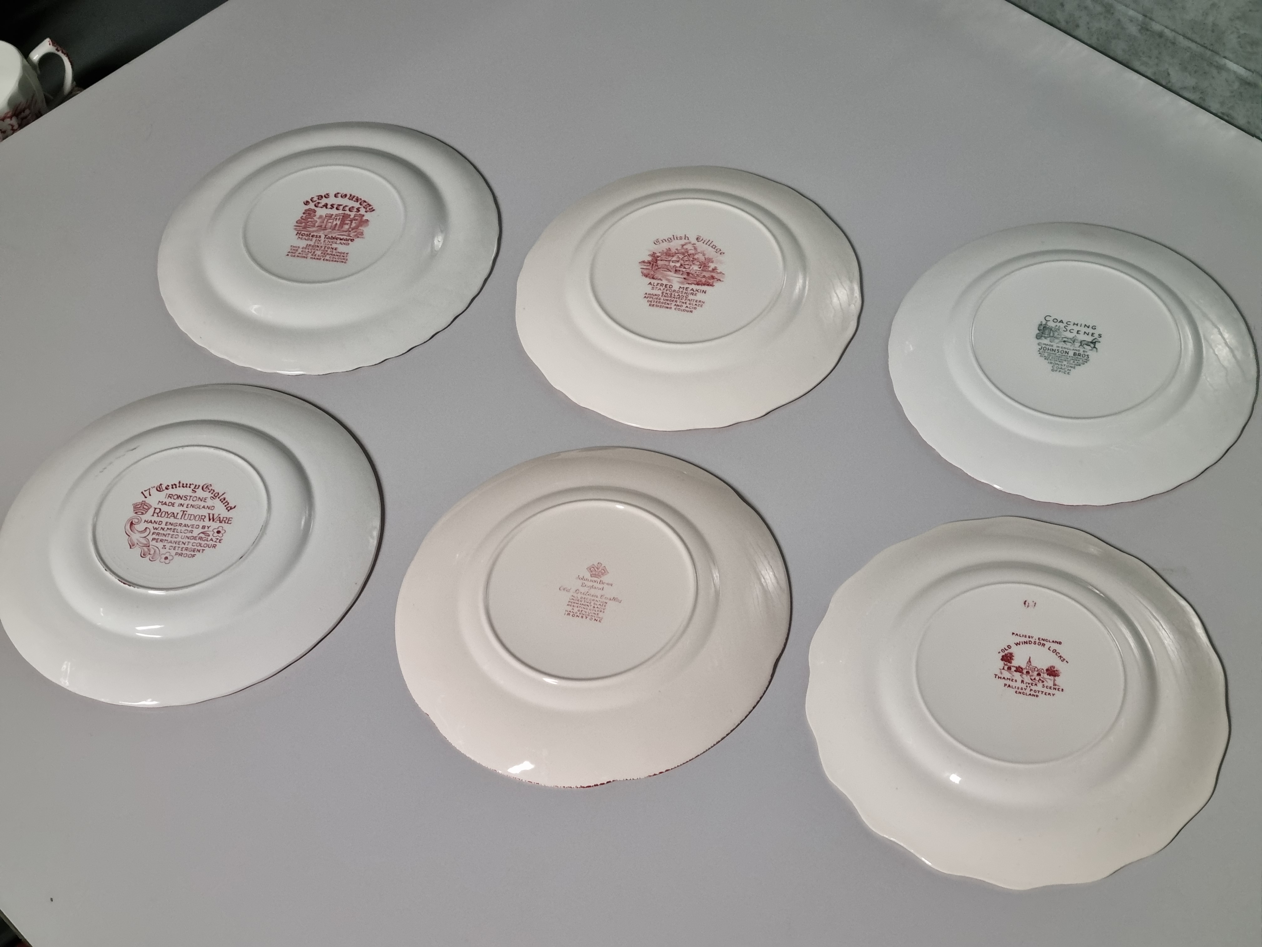 Engels rood Set 6x mix & match ontbijtbordje dessertbordje