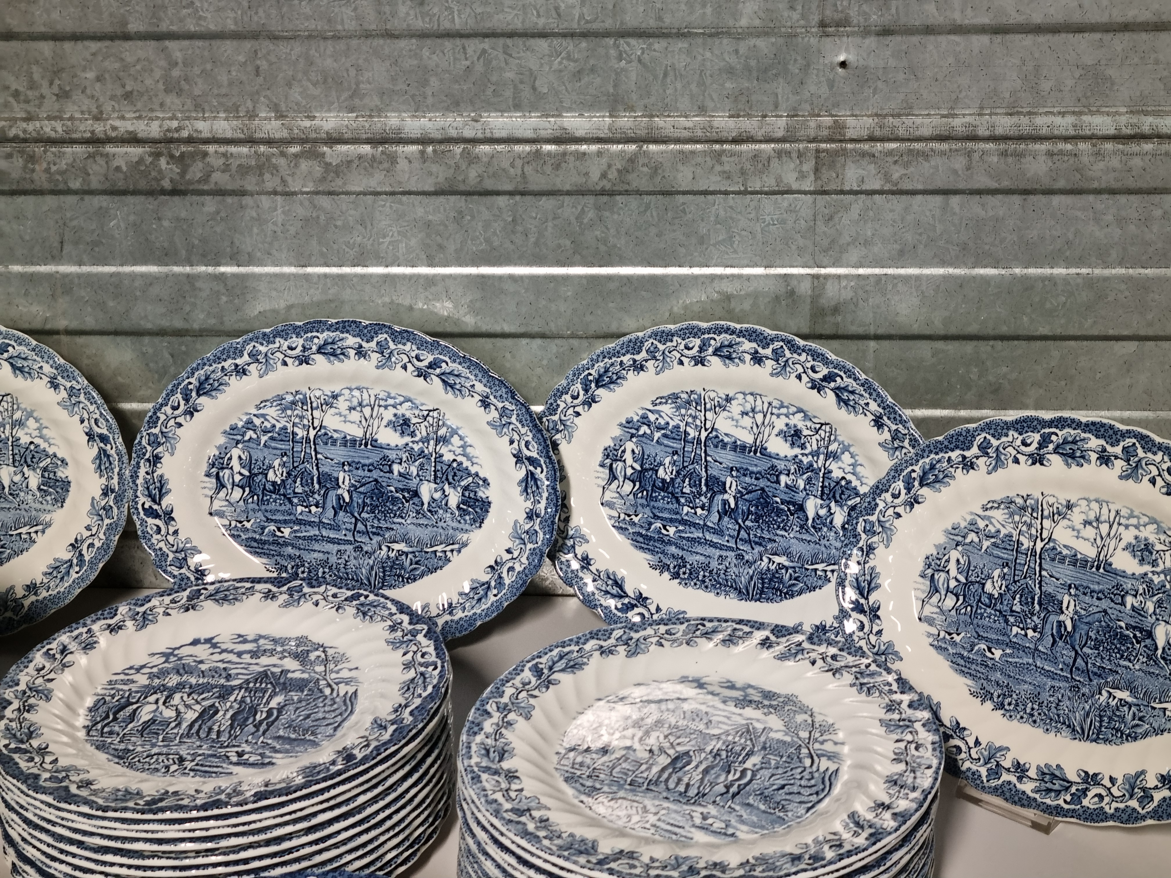 Engels blauw Jachtservies Myott's Country Life Eetservies 24 persoons