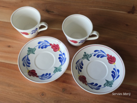 Boerenbont Regout Royal Sphinx set 2x robuuste chocoladekop met schotel 9,5 cm