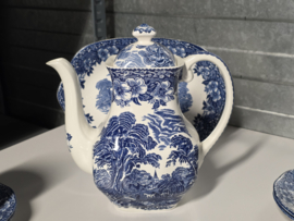 Engels blauw Enoch Wedgwood Woodland koffieservies theeservies 6 personen