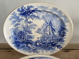 Engels blauw Palissy decor Windmill Eetservies ruim 9 pers.